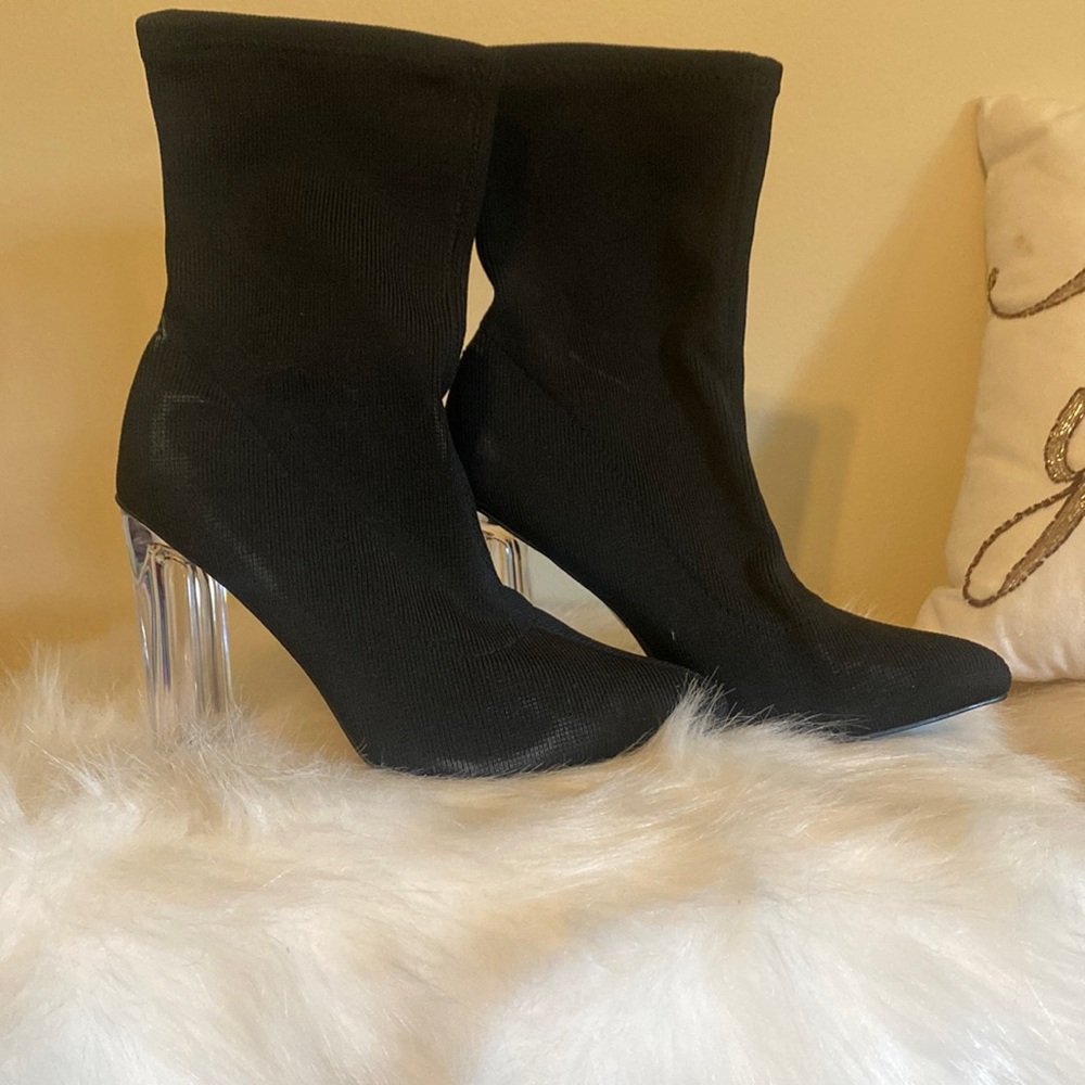 Clear heel boots